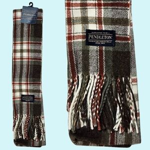 LAST ONE! Pendleton Scarf Pacific Plaid 100% Wool Whisperwool Muffler Fringe